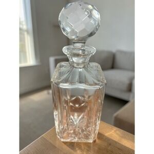 Atlantis Crystal Square Whiskey Decanter W/ Faceted Stopper 10" Barware